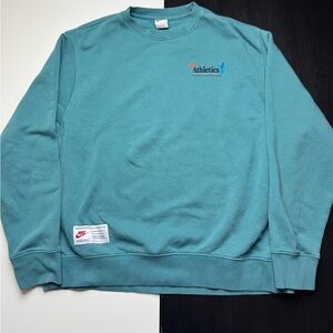 Nike Athletics Sweatshirt Mens XL “One Day At A Time" Crew Neck FN1486-379 Aqua